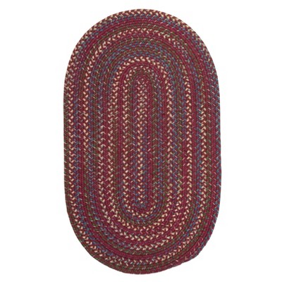 Burgundy Oval Braided Synthetic 2x3 Area Rug