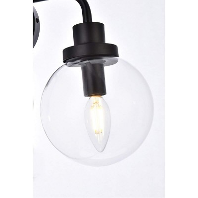 Hanson 4-Light Black and Clear Glass Bath Sconce