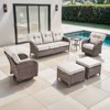 Belord 6 Pieces Patio Furniture Set with 5" Thick Cushions, Wicker Patio Set with Swivel Gliding Rocker Chairs, Sofa, Ottoman and Accent Side Table - 2 of 4
