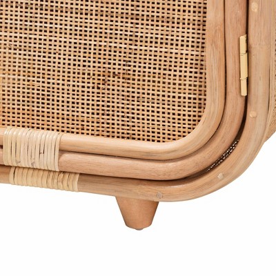 Keita Natural Rattan Bohemian Rectangle Nightstand