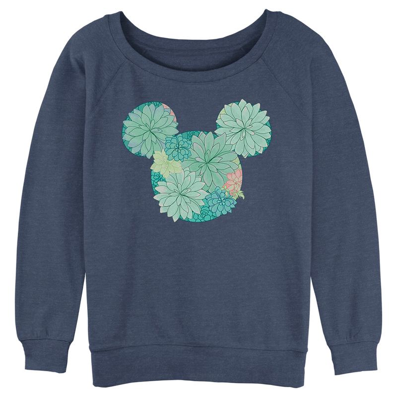 Juniors Womens Mickey & Friends Botanical Logo Sweatshirt, 1 of 5