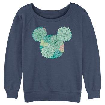 Juniors Womens Mickey & Friends Botanical Logo Sweatshirt