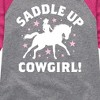 Girls' - Instant Message - Saddle Up Cowgirl Shirt Tail Raglan Graphic T-shirt - 2 of 4