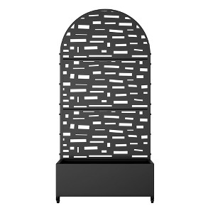 PexFix 72 in. x 35 in. Arched Outdoor Metal Trellis with Planter Box in Black - 1 of 4