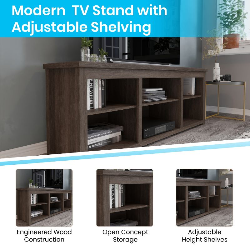 Emma and Oliver Cube Style TV Stand for up to 80" TV's - 65" Media Console with 6 Open Storage Shelves, 4 of 13