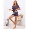cheibear Women's Short Sleeve Sleepwear with Pockets Casual Short Pajama Sets 2 Pcs - 2 of 4
