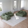 99 inch Beige Corduroy Cloud  L-Shaped Modern Upholstered Sectional Sofa with Three pillows for Living Room and Bedroom - 3 of 4