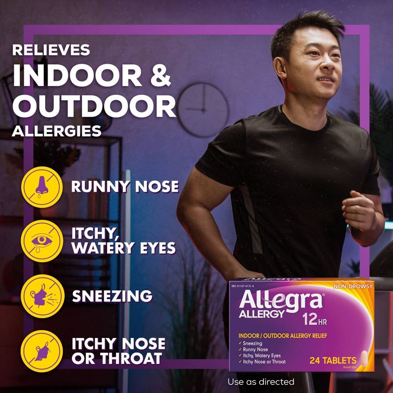 Allegra 12 Hour Allergy Relief Tablets - Fexofenadine Hydrochloride - 24ct, 3 of 7