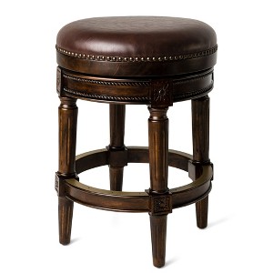 Maven Lane Pullman Backless Swivel Vegan Leather Counter Height Bar Stool - 1 of 4