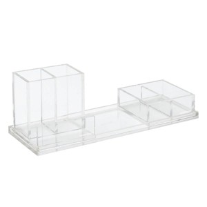 RUSSELL + HAZEL Acrylic Starter Solution: Clear Desk Organization Set, 3-Piece, Desktop Shelving & Tool Holder - 1 of 4