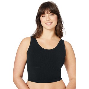Comfort Choice Women's Plus Size Longline Ribbed Leisure Bra - 1 of 4