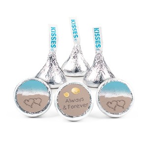 324ct Beach Wedding Stickers for Hershey's Kisses Candy Favors for Guests Blue - By Just Candy - 1 of 4