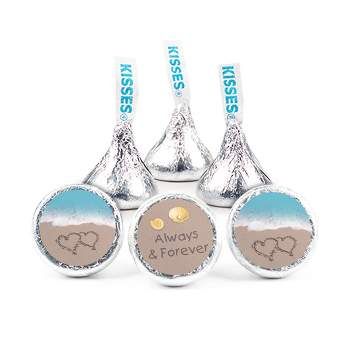 324ct Beach Wedding Stickers for Hershey's Kisses Candy Favors for Guests Blue - By Just Candy