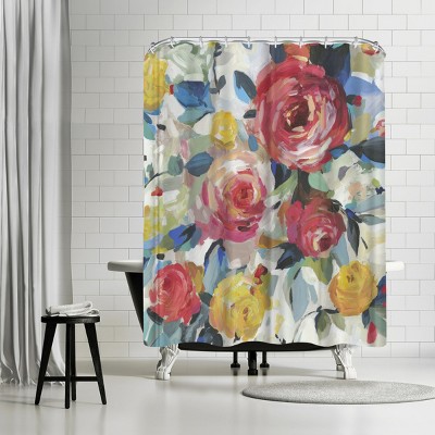 Americanflat Red Roses by Pi Creative Art 71" x 74" Shower Curtain