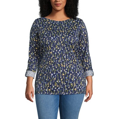 Lands' End Women's Supima Cotton Adjustable 3/4 Sleeve Boatneck Tunic