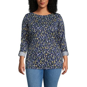 Lands' End Women's Supima Cotton Adjustable 3/4 Sleeve Boatneck Tunic - 1 of 4