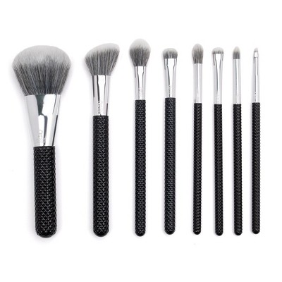 MODA Brush Studio 8pc Pro Glam Black Makeup Brush Set, Includes - Powder, Crease, Smudger, and Angle Eyeliner Brushes