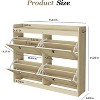 Large Rattan Shoe Storage Cabinet with 4 Flip Drawers, Freestanding Shoe Organizer with Wooden Legs for Entryway - 2 of 4