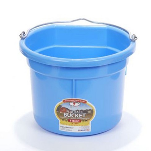 Little Giant Heavy Duty Space Saving Ergonomic Versatile 8 Quart Flat Back  Plastic Animal Feed Bucket With Metal Handle, Berry Blue : Target