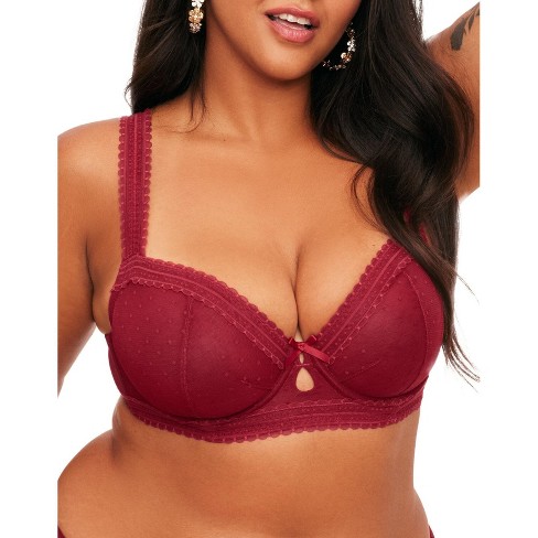 Smart & Sexy Women's Plus Size Retro Lace & Mesh Unlined Underwire Bra No  No Red 46DDD