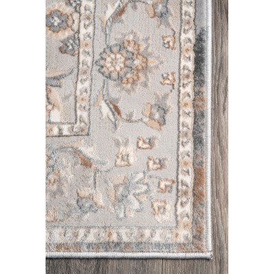 Beige Floral Pattern Synthetic 3' x 5' Area Rug