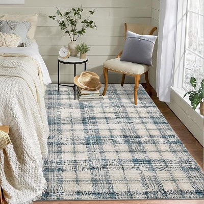 Washable Area Rug Non-Shedding & Easy Care Mat for Kitchen Dining Room Living Room Bedroom Home Decor, Modern Farmhouse Foldable Thin Non Slip Carpet
