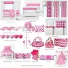 Bacati - 3 Layer Ruffled Crib/Toddler Bed Skirt - White/Pink/Fuschia - 4 of 4