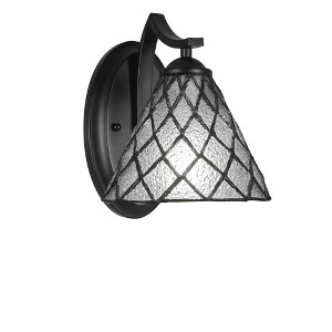 Toltec Lighting Zilo 1 - Light Sconce in  Matte Black with 7" Diamond Ice Art Glass Shade - 1 of 1