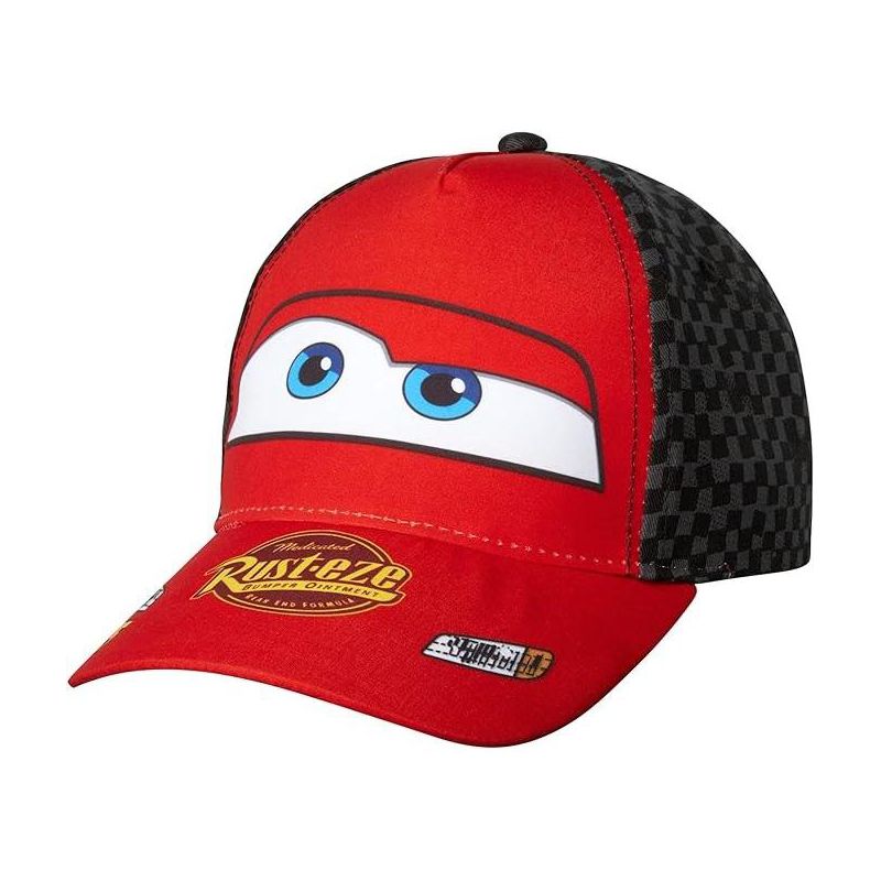 Lightning McQueen Boys Baseball Hat, Cars Kids Hat for Kids Ages 2T-7 (Checkered), 1 of 4