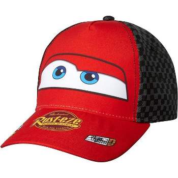 Lightning McQueen Boys Baseball Hat, Cars Kids Hat for Kids Ages 2T-7 (Checkered)