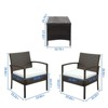 3-Piece Wicker Patio Conversation Set with White Cushion - 2 of 4
