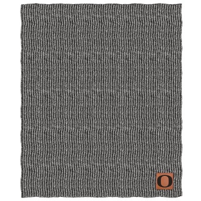 NCAA Oregon Ducks Two- Tone Sweater Knit Throw Blanket with Faux Leather Logo Patch