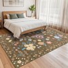 Area Rugs for Living Room, Boho Floral Rug Washable Flower Carpet Ultra-Thin Low Pile Non Slip Indoor - 3 of 4