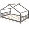 Twin/Full Size Wood House Platform Bed, White/Gray/Espresso, 4L -ModernLuxe - 3 of 4