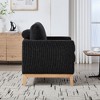 Lyngins Textured Boucle Accent Chair, Modern Farmhouse Square Armchair with Natural Wood Legs, Single Sofa Chair with 2 Pillows for Living Room - 2 of 4
