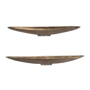 Uttermost River Run Outdoor Bowls with Elongated Antique Brass Design, Set of 2 - 1 of 4
