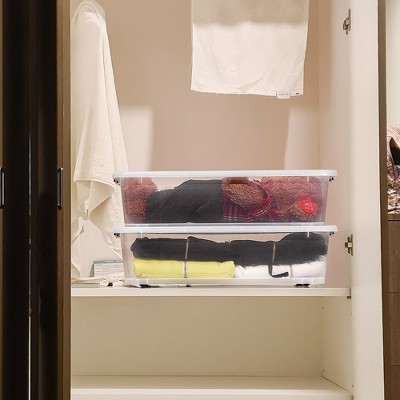 Clear Stackable Plastic Underbed Storage Bins with Lids, 2-Pack