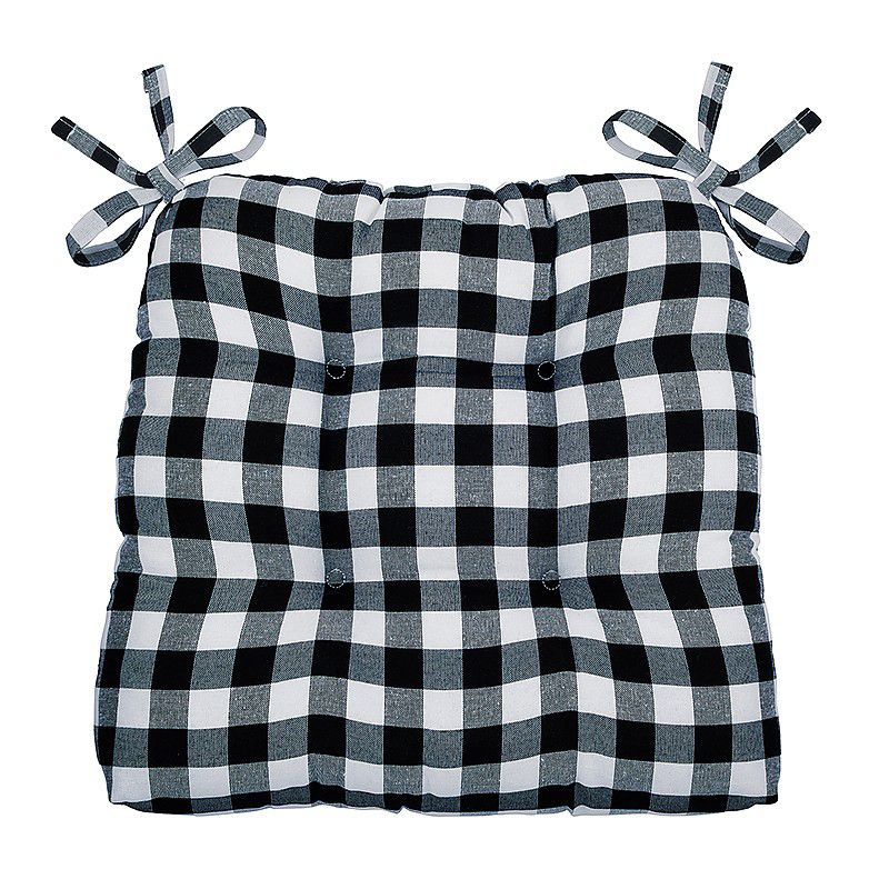 Kate Aurora Country Living Gingham Plaid Checkered Country Farmhouse Chair Cushion Pads, 3 of 4