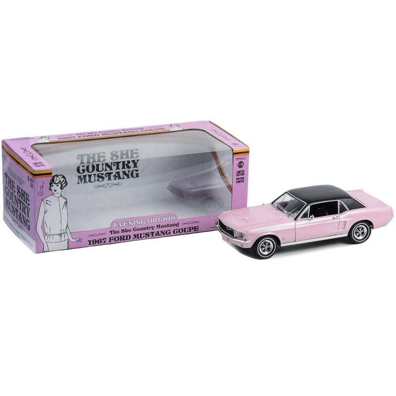 1967 Ford Mustang Coupe Evening Orchid Pink Metallic with Black Top "She Country Special " 1/18 Diecast Model Car by Greenlight, 3 of 4