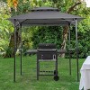 1pc Outdoor Grill Shelter with Double-Tier Polyester Canopy and Steel Frame Includes Bar Counters and Hooks No Furniture Included - Coolbibila - 2 of 4