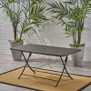 Outdoor Rectangular Foldable Patio Dining Table,Polyethylene Rattan Side Table,Dining Table With Wicker Finish And Tubing Frame-Coolbibila - 3 of 4