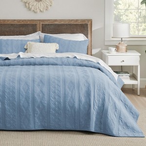 100% Cotton Quilt Set Lightweight Bedspread Cozy Bedding Coverlet 3-Piece with Pillow Shams - 1 of 4