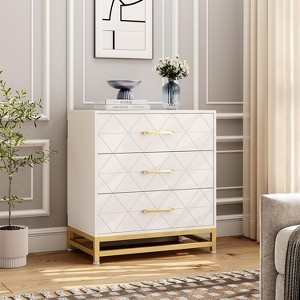 Dresser for Bedroom with 3 Drawer, Chest Storage Drawers for Closet,Modern Dressers Chest of Drawers with Metal Handles - 1 of 4