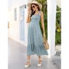 Women's Smocked Maternity Boho Summer Dress Casual Spaghetti Strap Ruffle Sleeveless Swing Maxi Dress Baby Shower Photoshoot - 3 of 4