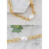 Anna-Kaci 18K Gold Plated Pearl Link Bracelet - Stainless Steel Pearl Bead Chain Bracelet Boho Chic Jewelry for Valentine's Day Birthdays - 3 of 4