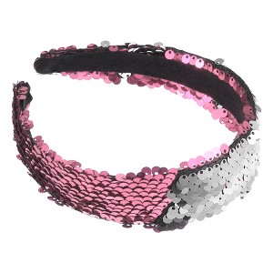 Unique Bargains Women's Sparkle Sequins Headbands Pink Silver Tone 1 Pc - 1 of 4