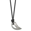 Black Bow Jewelry Black Plated Stainless Steel & Leather Brushed Claw Necklace, 20 Inch - 2 of 4