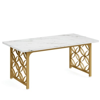 Resenkos Computer Desk, Office Desk, Study Desk,63-inch Executive Desk, Modern Office Desk Conference Table for 4-6 People,White