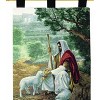 Manual Woodworkers and Weavers Lost No More Wall Hanging with Finial Rod, 26x36 Inches, Woven Christian Tapestry of Jesus the Shepherd - 2 of 3