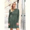 2025 Women's Long Sleeve Sweater Dress for Fall, Crew Neck Knit Midi Dress Green - 2 of 4